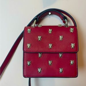 Zara Red Faux Leather Insect Purse